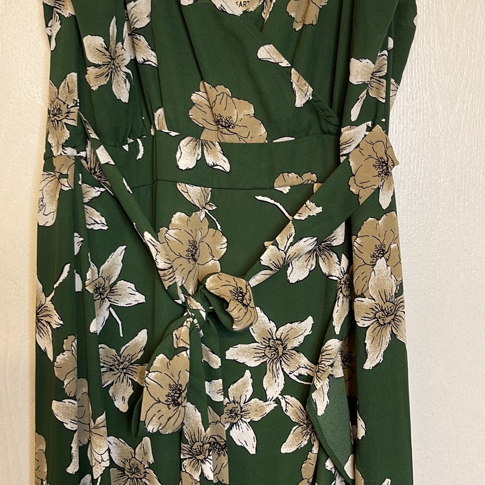 Inspired Hearts Green Floral Hi-Low Faux Wrap Dress, Sz. XL, EUC - Picture 3 of 8